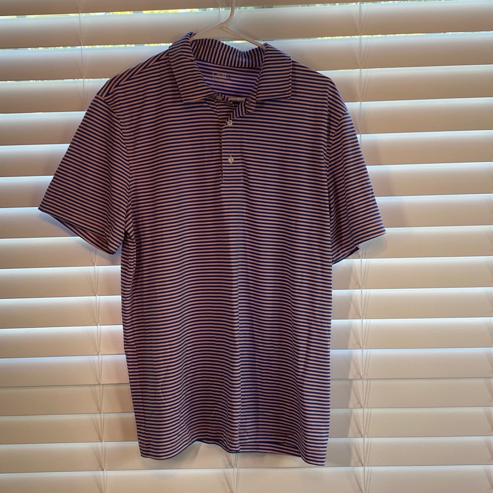 Croft & Barrow Performance Blue/Pink Striped Polo‎ Shirt L